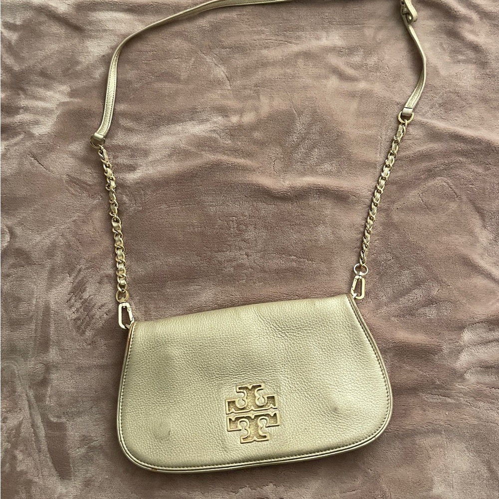 Tory Burch Gold Crossbody with Magnetic Closure and Chain Strap (Removable)